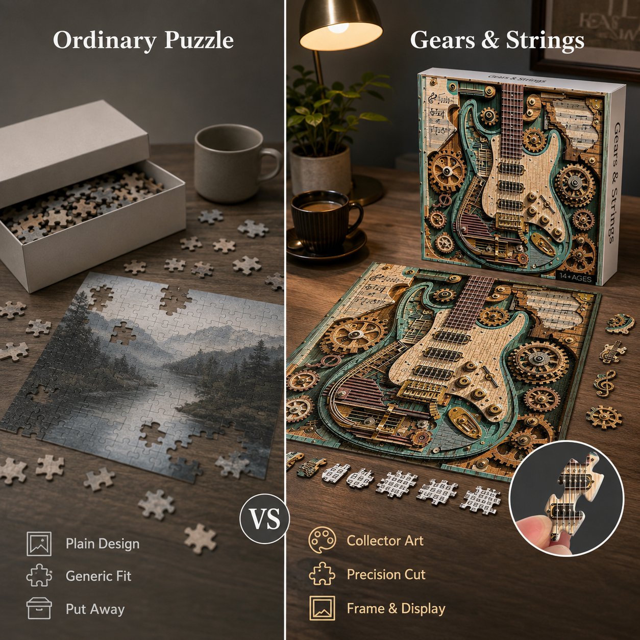 🎸 Gears & Strings 1000-Piece Steampunk Guitar Puzzle ⚙️✨