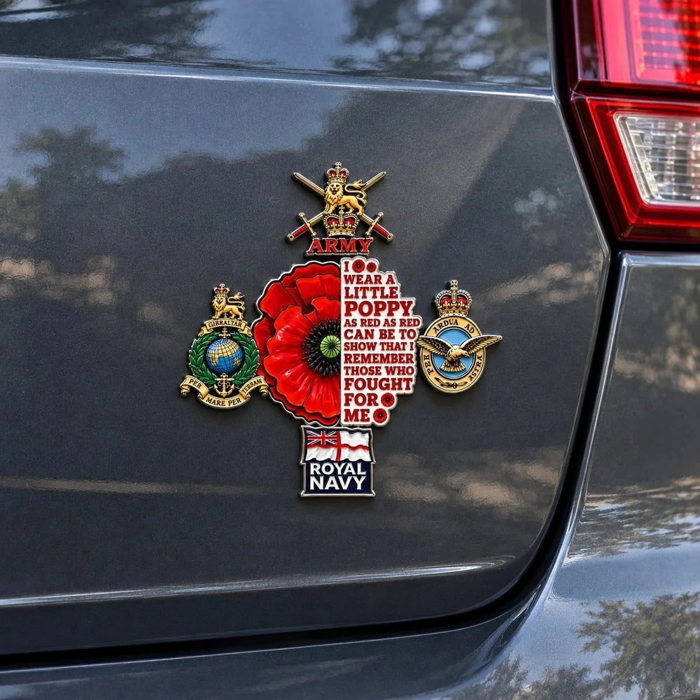 The complete poppy tribute emblem displayed on a clean rear vehicle panel.