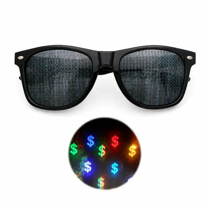 Dollar Sign Diffraction Glasses – Fun Light Effect Party Glasses