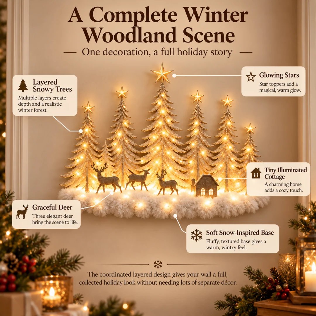🎄Lighted Christmas Woodland Forest Wall Decor