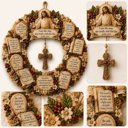Christian Scripture Wreath Collection – Wood Faith-Inspired Décor