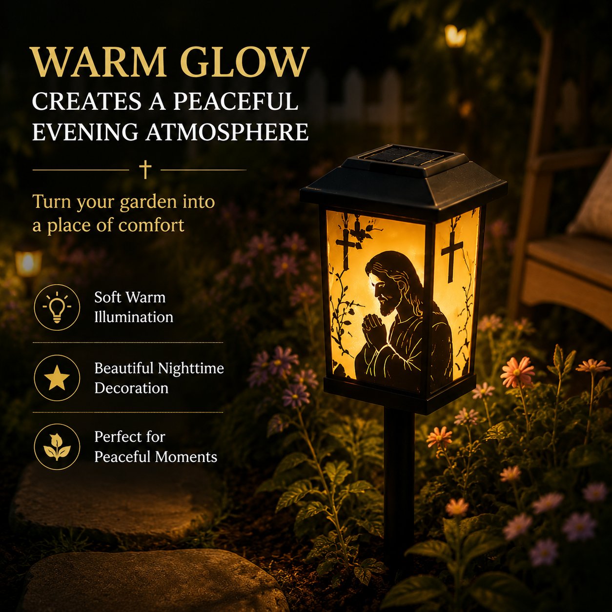🔥LAST DAY 50% OFF-✝️ Faith Garden Solar Light — Illuminate Your Garden With Faith, Hope & Heavenly Warmth ✨