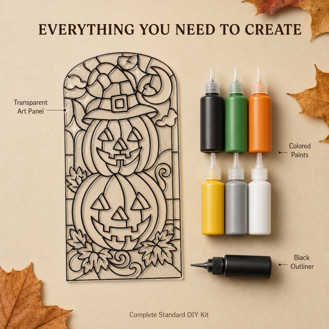 🔥Last Day 49% OFF - 🎃🎨 DIY Halloween Pumpkin Faux Stained Glass Art Kit