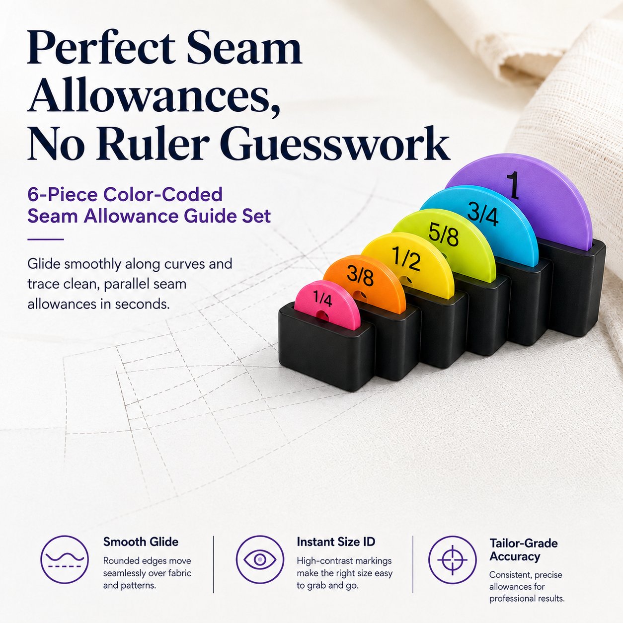 🔥Last Day 50% OFF - 🪡✂️Effortless Seam Allowance Guide Wheel Set