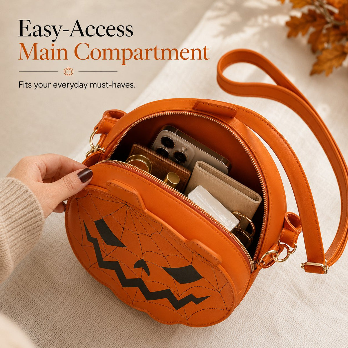 🔥Last Day 49% OFF - 🎃 Halloween Pumpkin Handbag with Adjustable Shoulder Strap(✨Same as in the video)
