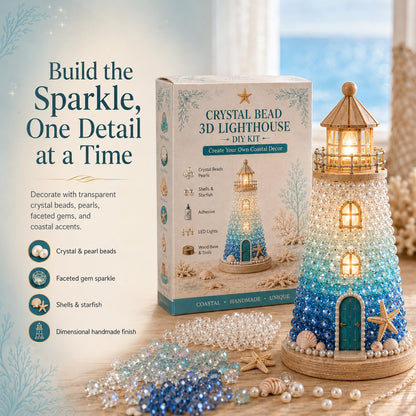 ⏳ Last Day 49% OFF – 🌊 Beginner-Friendly DIY Lighted Sea Glass-Style Lighthouse Kit Collection | Complete Kit with Sea Glass-Style Pieces, LED Lights & Step-by-Step Guide Included 💕