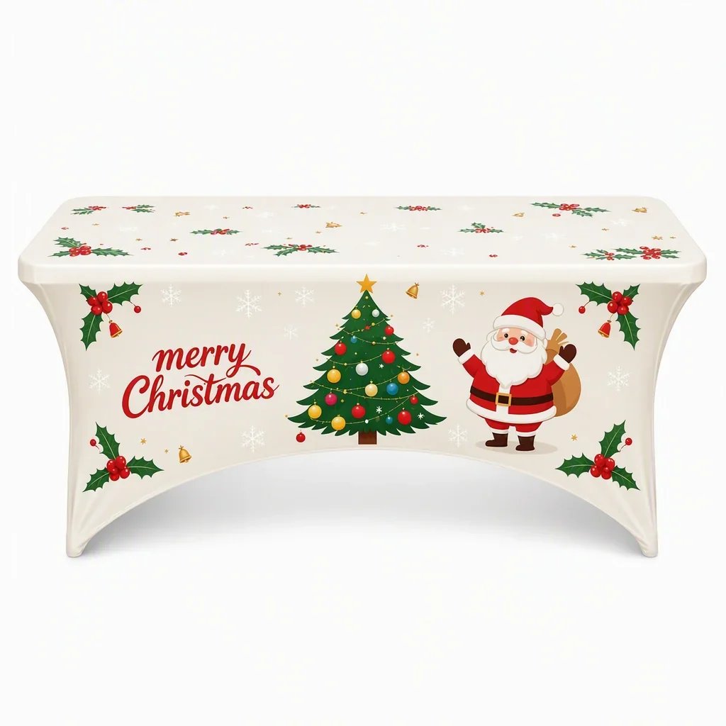 🎄 Christmas Stretch Fitted Table Cover | 3 Colors & Sizes