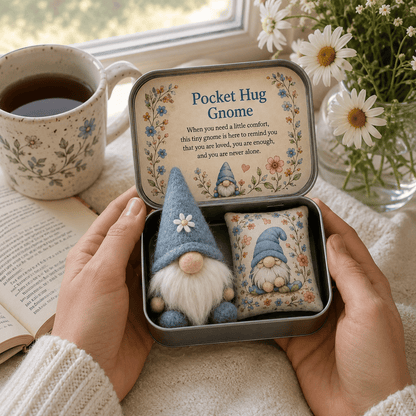 🔥 LAST DAY 49% OFF – 💌 Pocket Hug Gnome Comfort Gift Tin | Mini Plush Keepsake with Heartfelt Message, Matching Cushion & Protective Metal Case 🧸✨