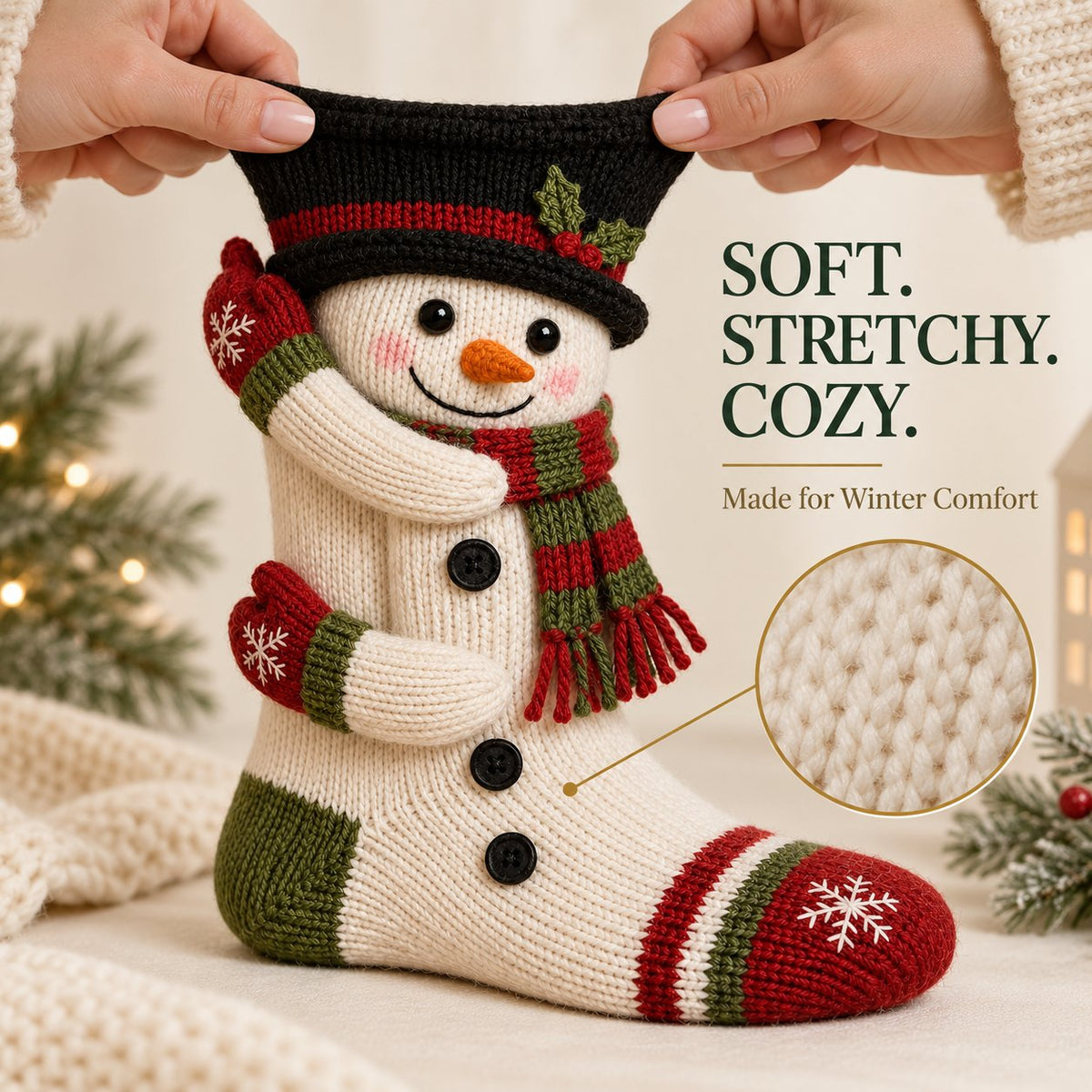 🧦3D Hugging Christmas Socks 🎅 Cute Knit Holiday Socks 5 Designs
