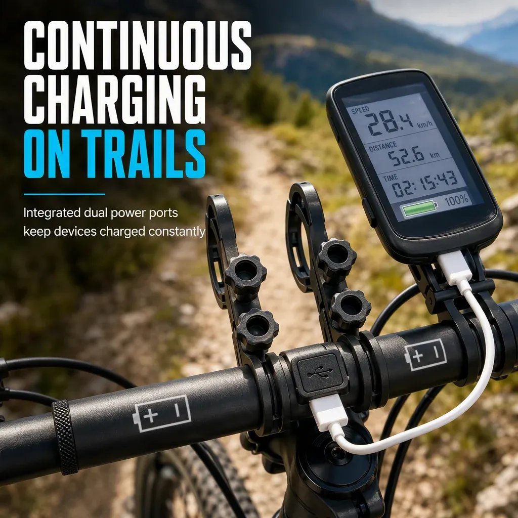 Bicycle handlebar extender – USB power supply, waterproof, and with two mounting options – extra space