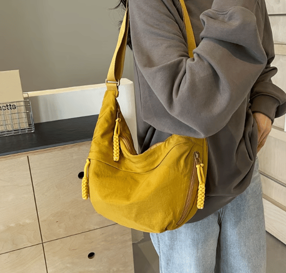 🏆5k sold this week!🔥Designer Direct Sales👜Women's Fashion Plain Color Nylon Crossbody Hobo Bag