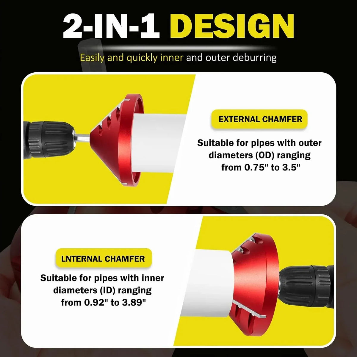 🔧 2-in-1 Inner & Outer Pipe Deburring Chamfer Tool