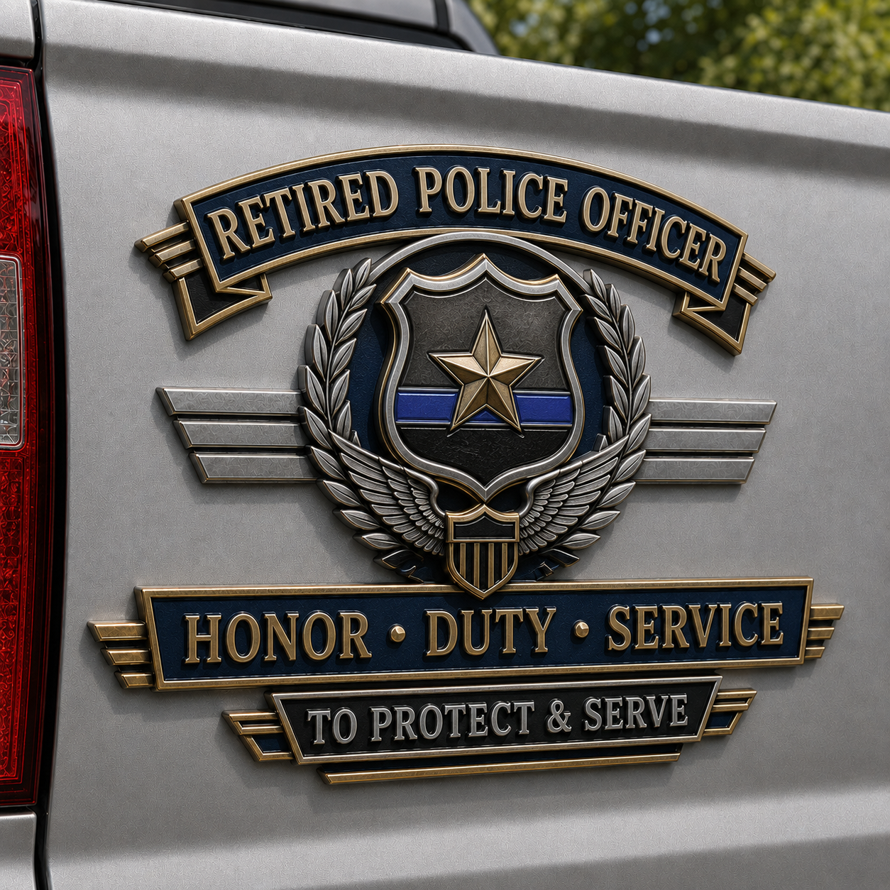 Last Day Promo: 49% OFF – Retired Police Officer Honor Duty Service Metal Car Emblem