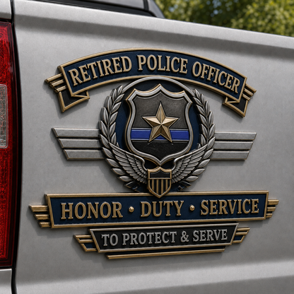 Last Day Promo: 49% OFF – Retired Police Officer Honor Duty Service Metal Car Emblem