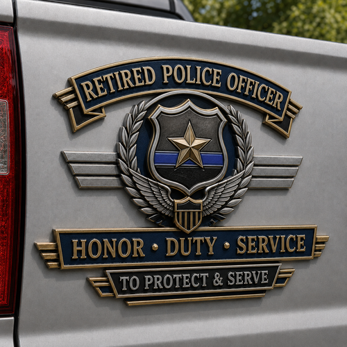 Last Day Promo: 49% OFF – Retired Police Officer Honor Duty Service Metal Car Emblem