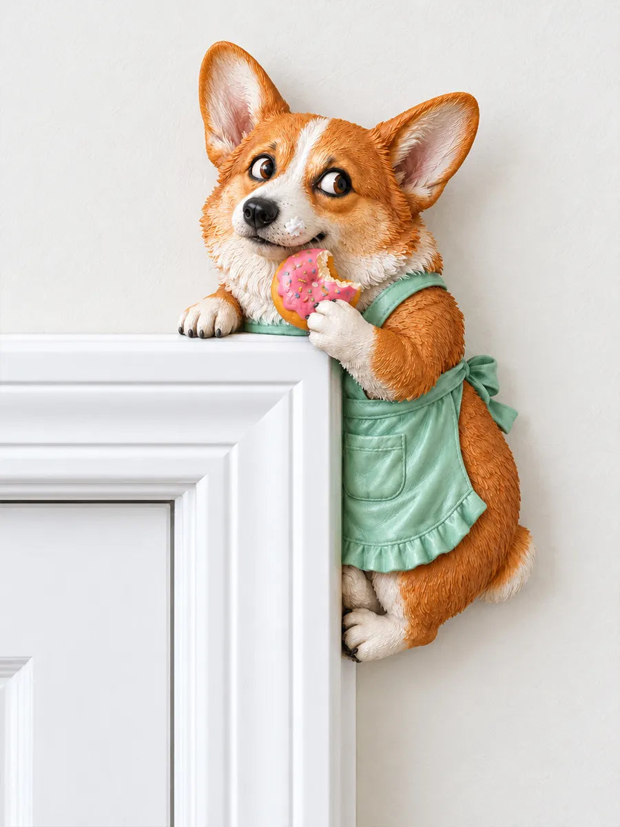 👀Adorable Corgi Door Frame Decor Funny Corner Wall Art