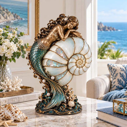 🧜‍♀️ Moon Tide Mermaid Nautilus Projection Lamp | Soft Ocean Glow & Spiral Wall Projection 🐚