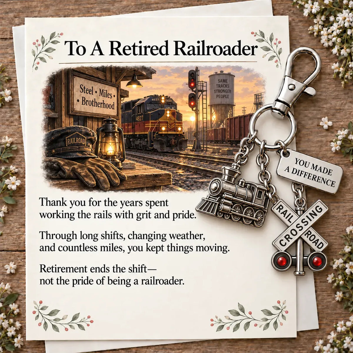 ✨ The 'You Make a Difference' Retirement Appreciation Gift Set – Keychain & Greeting Card ✨