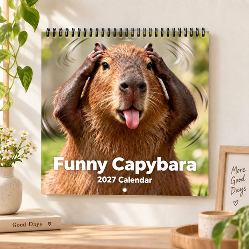 Funny Capybara 2027 Wall Calendar – 12-Month Cute & Playful Capybara Calendar, Spiral Hanging Wall Planner for Capybara Lovers & Nature Fans