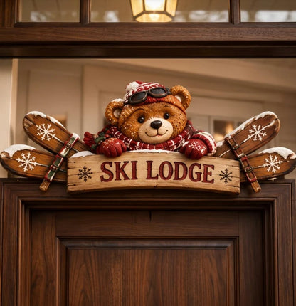 ❄️🎿 | Rustic Winter Mountain Cabin Door Frame Decor, Christmas Above-Door Wall Sign, Seasonal Porch Home Ornament
