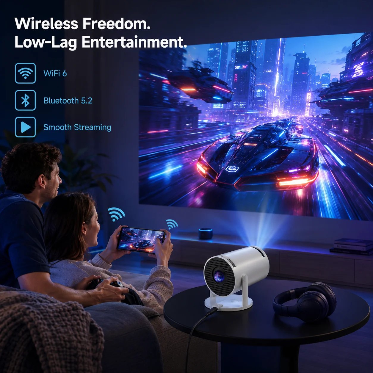 🔥Limited-Time Sale | Portable 4K Mini Projector – WiFi 6, Bluetooth 5.2 & 180° Rotation