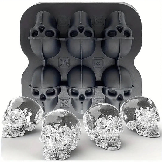 💀Skull Frozen Cubes Molds Silicone Tray, BPA Free Halloween Skull Shaped Ice Maker for Whiskey, Cocktails, Soda & Party Drinks