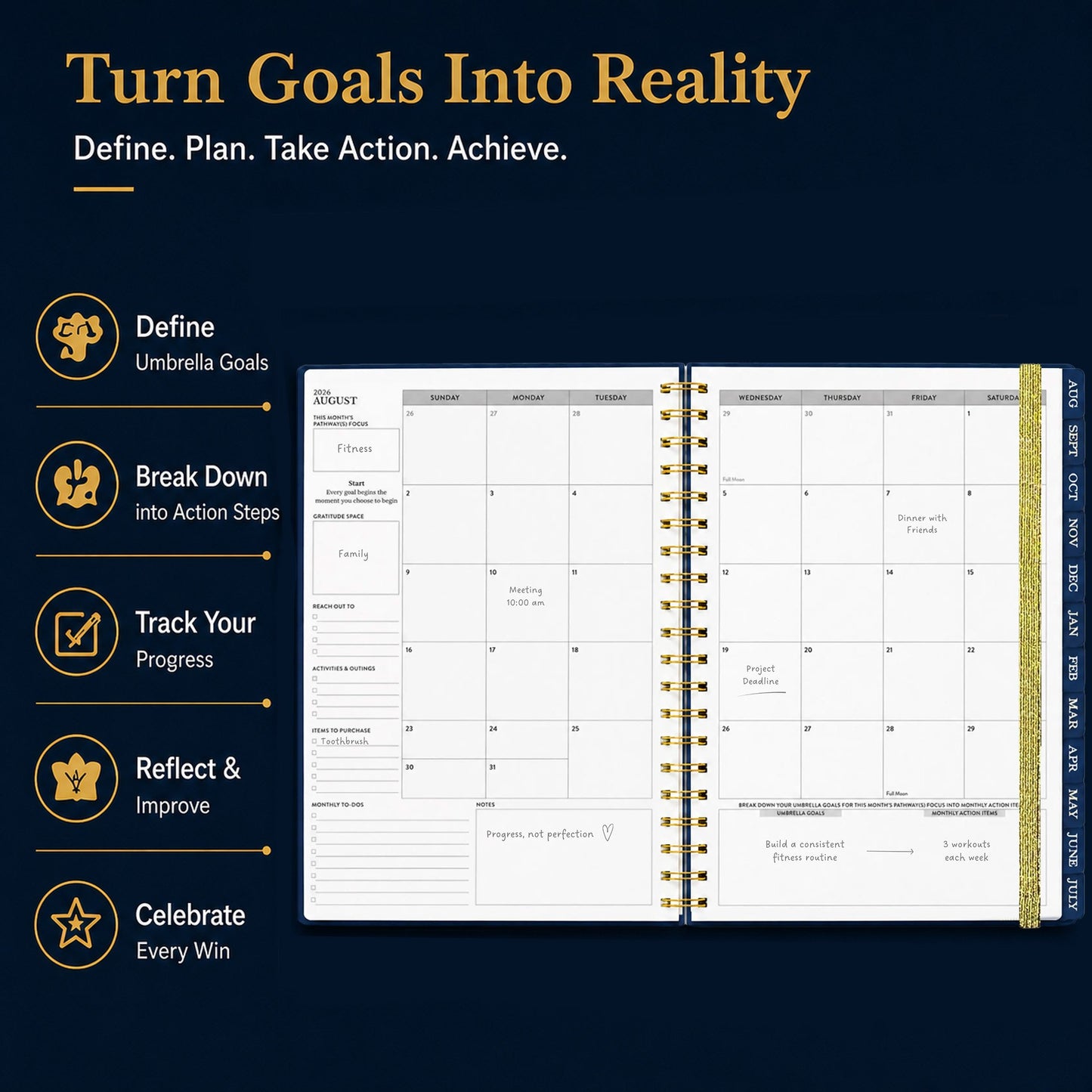 🔥 LAST DAY 49% OFF – 🌌 2026-2027 Midnight Galaxy Mid-Year Planner | 120gsm Bleedproof Paper, Goal Trackers, Reflection Pages, Monthly Tabs, Stickers & Back Pocket ✨