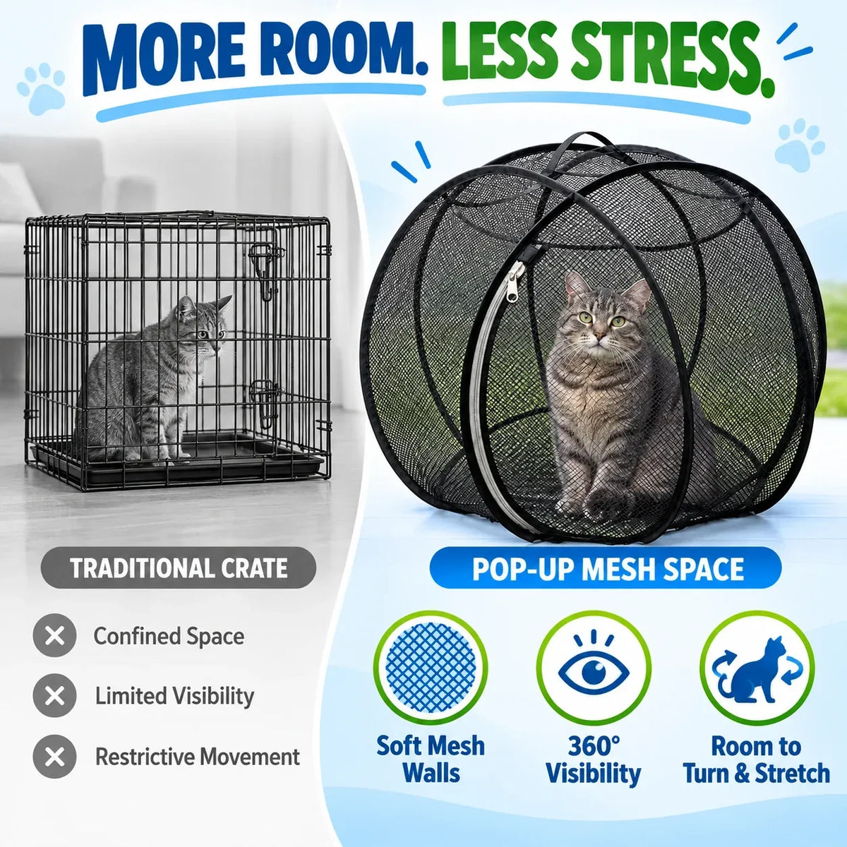 ⏳ Last Day 49% OFF – 🐱 Pop Up Cat Playpen | 32-Inch Breathable Mesh Enclosure for Indoor & Outdoor Use 🌿