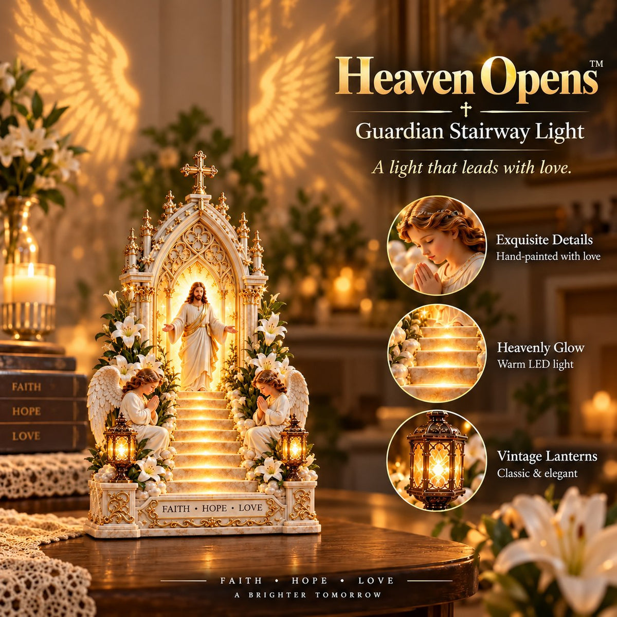✨ ✝️ Heaven Opens Up – Step by Step: The Illuminated Jesus Staircase | Faith, Hope, and Love