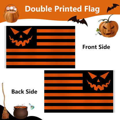 🎃Halloween Pumpkin Flag 3x5ft – Black Orange Striped Banner