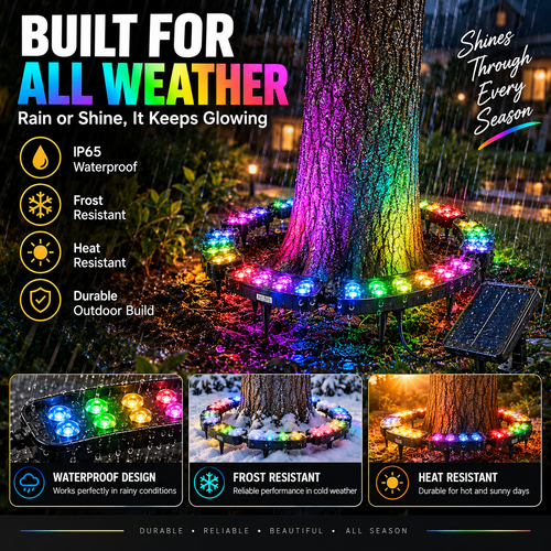 🌈 Solar RGB Tree Ring Light | Color-Changing Landscape Accent