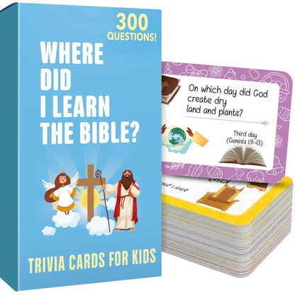 📖 Bible Trivia Cards for Kids – 300 Questions, 150 Cards, Perfect for Family Game Night & Sunday School