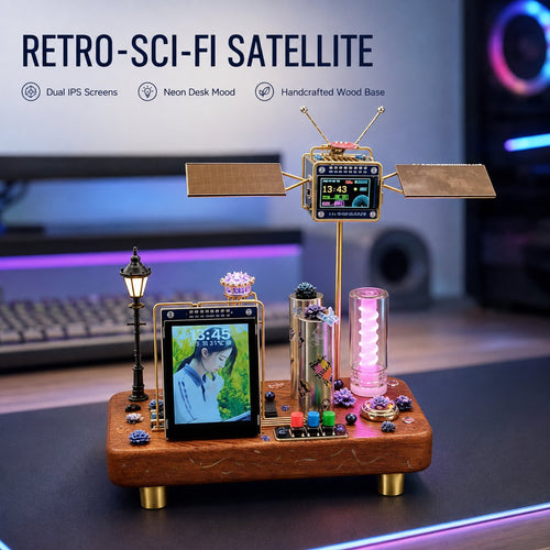 Retro‐Sci‐Fi Satellite Desktop Tech Ornament