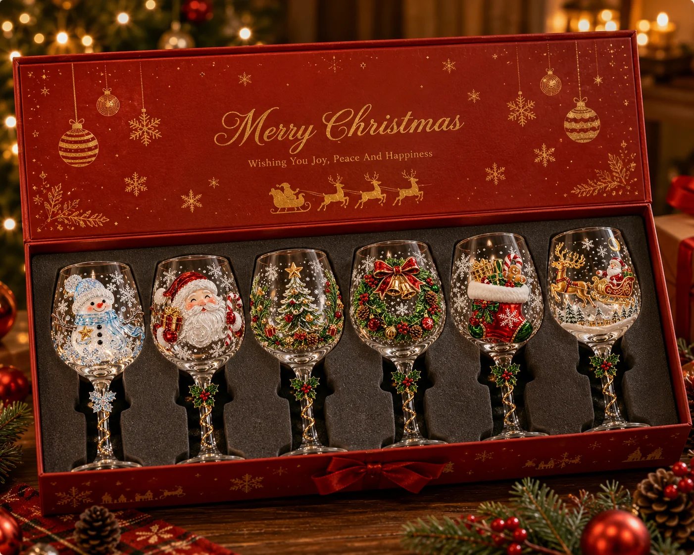⏳ Last Day 49% OFF – 🎄 3D Christmas Art Glass Cup Collection | Premium Clear Glass with Raised Holiday Details, Sparkling Snowflake Accents & 6 Festive Designs ✨