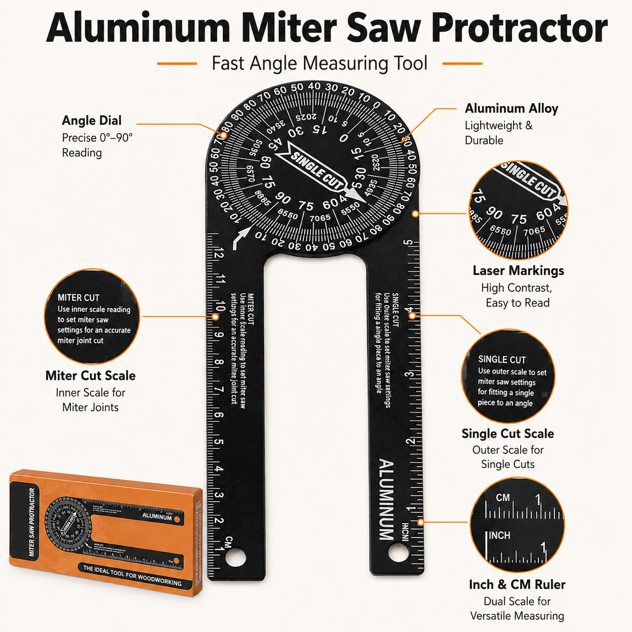 🔥Aluminum miter saw protractor