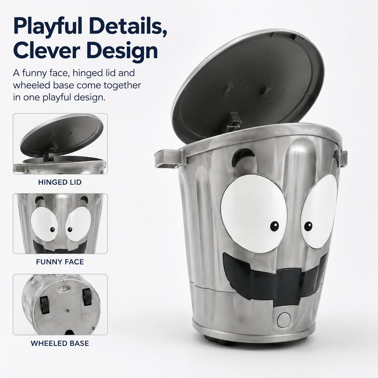 Rolling Cartoon Trash Can Toss Game