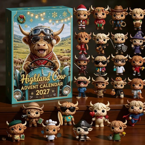 🐮 Highland Cow Advent Calendar 2027/Cute 3D Highland Cow Mini Figurines Advent Box