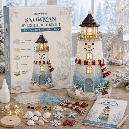 🎄Beginner-Friendly DIY Lighted Christmas Character Sea Glass-Style Lighthouse Kit Collection | Complete Kit with Sea Glass-Style Pieces, LED Lights & Step-by-Step Guide Included 💕