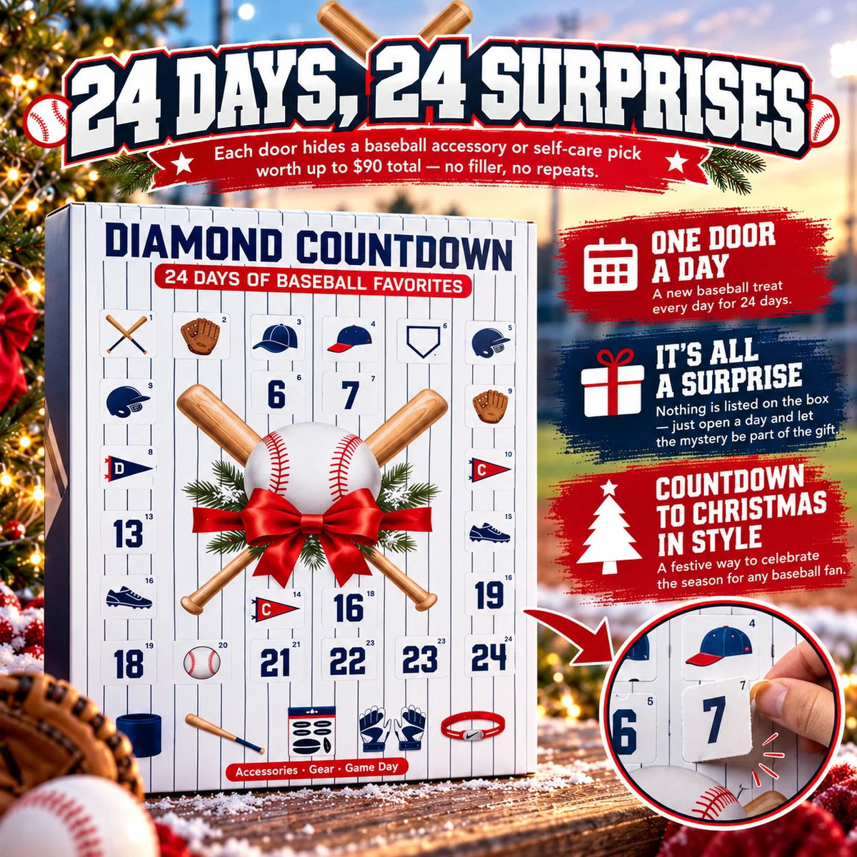 ⚾ Diamond Countdown Baseball Advent Calendar – 24-Day Surprises
