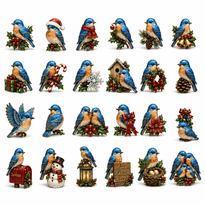 24-Day Bluebird Advent Calendar | Hand-Painted Ornament Countdown Gift