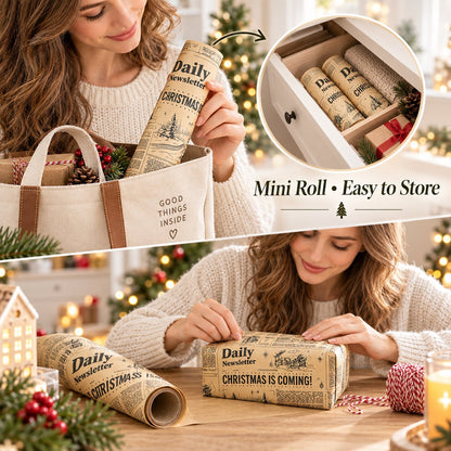📰🎁 Retro Newspaper Christmas Paper Roll