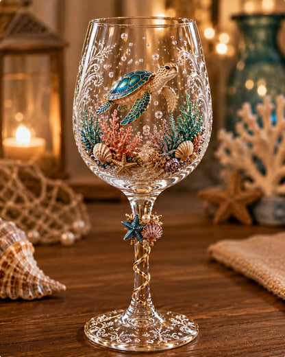 ⏳ Last Day 49% OFF – 🌊 3D Ocean Treasures Sculpted Glass Collection | Premium Clear Stemware with Raised Marine Figures, Shell & Pearl Details & Underwater-Inspired Accents ✨