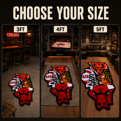 Illinois Chicago All-Team Hand-Tufted Area Rug 🐂🐻⚾