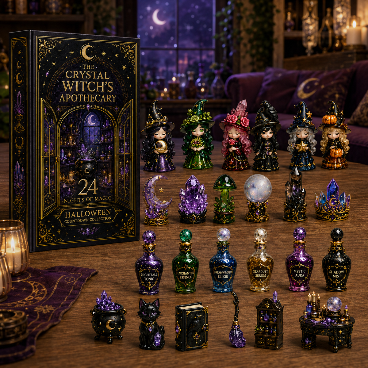 Crystal Witch collection displayed in a cozy room