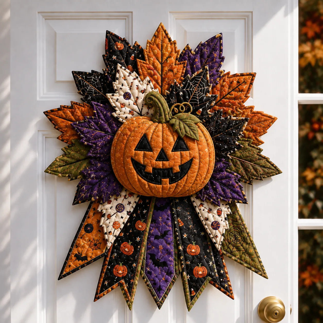 🎉 Holiday Celebration 50% OFF - 🎃DIY Quilted Halloween Pumpkin Door Hanger Sewing Kit | Make Oversized Seasonal Front Door Decor