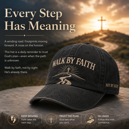 WALK BY FAITH Vintage Christian Embroidered Cap