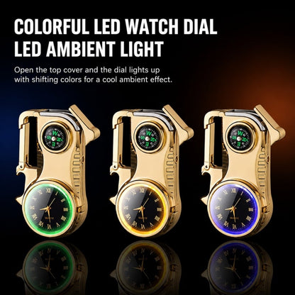 Multifunctional lighter with watch🔥 — — Watch/compass/keychain/bottle opener/cool lamp in one