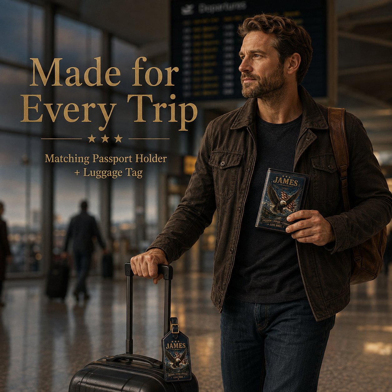 Personalised Men's Passport Cover and Luggage Tag Set — The Perfect Gift for Him