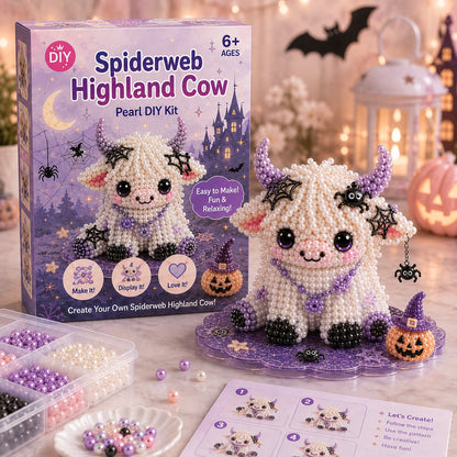 ⏳ Last Day 49% OFF – 🎃 Beginner-Friendly Halloween Highland Cow 3D Pearl Bead DIY Kit | Complete Kit with All Tools & Step-by-Step Guide Included 💕