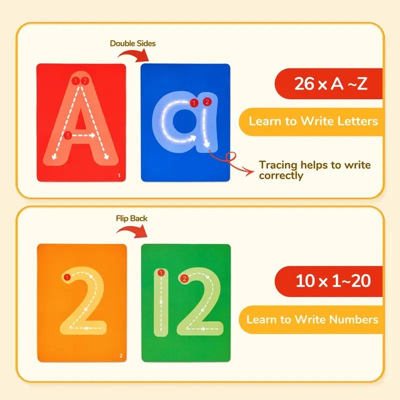 🔥HOT SALE🔥✍️Wooden Alphabet & Number Tracing Board | Visual Learning Tools & Complete Set